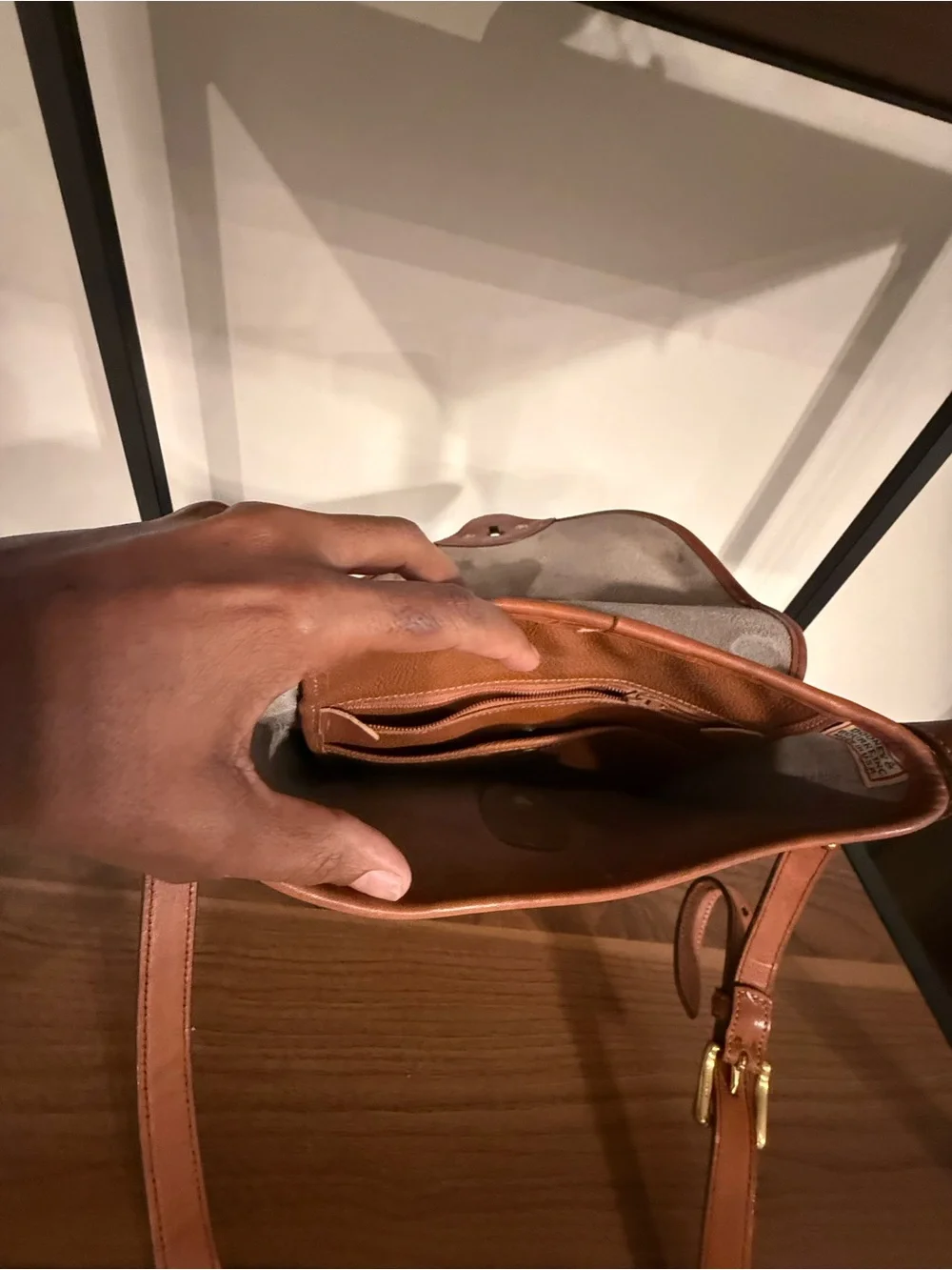 Dooney & Bourke Taupe and Tan Pebbled Leather Crossbody Bag *flawed*
